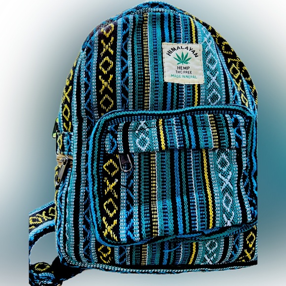 Pure Himalayan Hemp THC Free Made in Nepal Mini Backpack 10”x 9”x3.5” - Picture 3 of 5